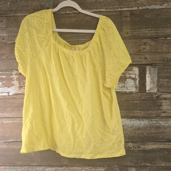 Style & Co Yellow Eyelet Women's Top, Plus Size XXL, NWT - Picture 1 of 4